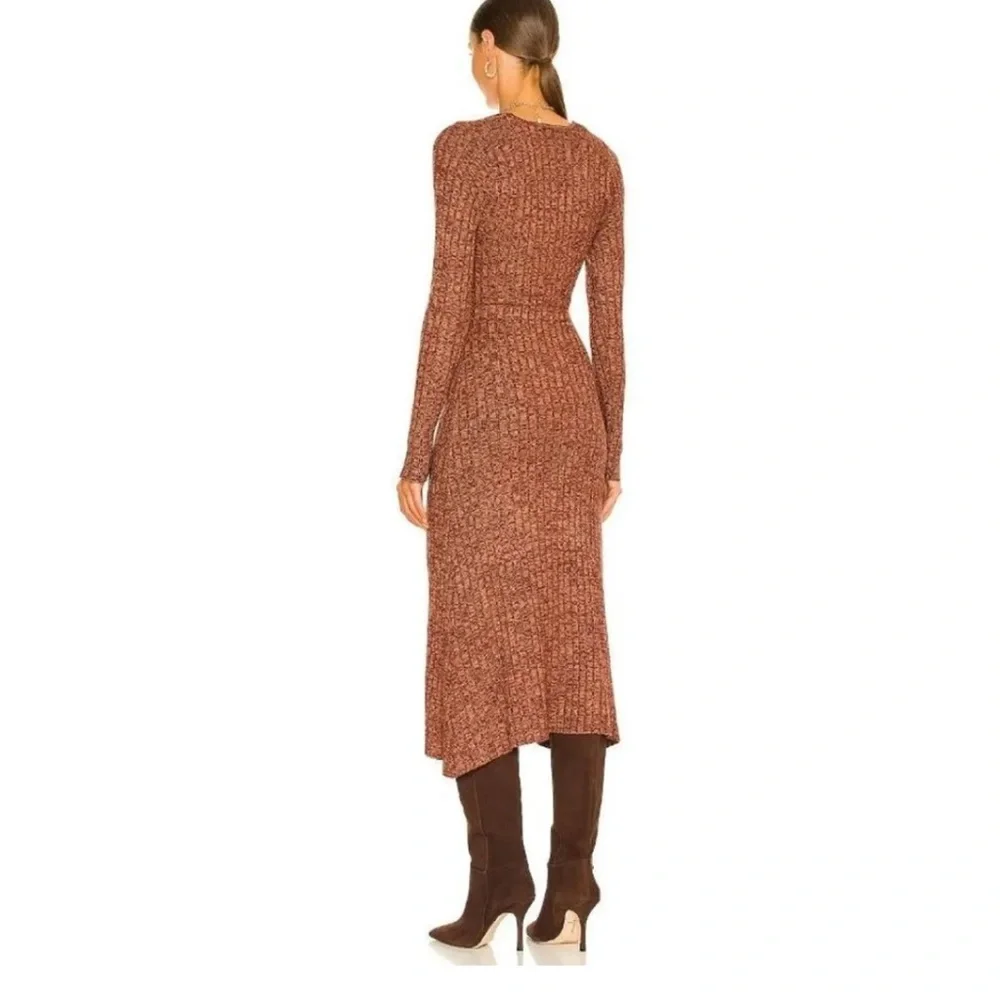 AFRM Skye Cutout Ribbed-Knit Midi Dress in MARLED PORT ROYALE - Picture 2 of 11